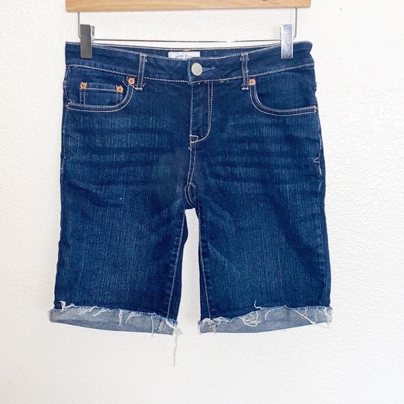 Aeropostale Dark Wash Cuffed Hem Bermuda Shorts - Picture 1 of 9